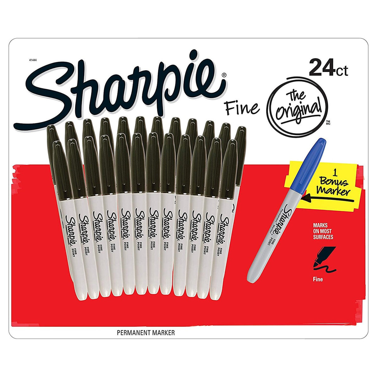 Boite de 24 Marqueurs Sharpie Pointe Fine Pointe Noire Plus 1 Marqueur Bleu
