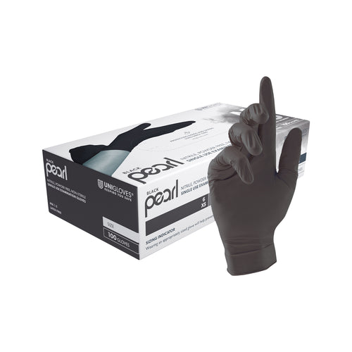 Boite de 100 gants Unigloves Black Pearl nitrile - Noir