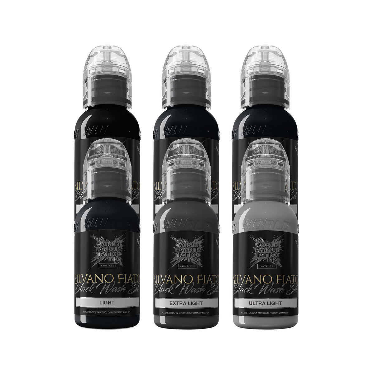 Encre de tatouage World Famous Limitless - Set de Silvano Fiato Blackwash - 6x 30 ml