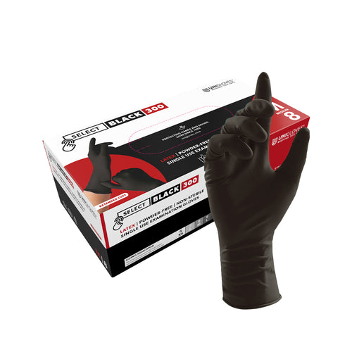 Boite de 100 gants Unigloves manches longues latex - Noir